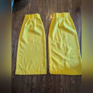 Vintage MCM 60s Pinch Pleat Drapes Curtains Pair 45” Lx 42”W Lemon Yellow